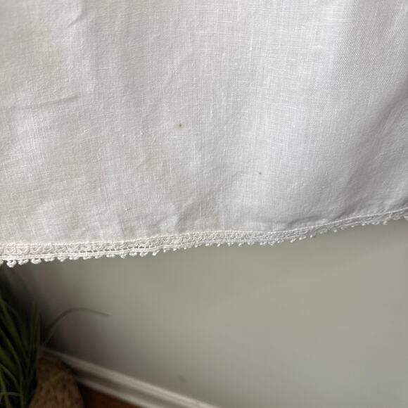 Lungo L'Arno Made In Italy 100% Linen Small Long Sleeve Lace Top Blouse Pintuck - Picture 5 of 11